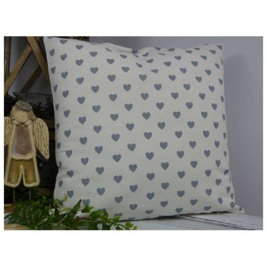 Poszewka dekoracyjna na poduszkę | 40x40 jeans, bawełna wzór serce