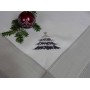 Haftowany obrus świąteczny na rozłożony stół | 140x280cm, biały, haft CHOINEK